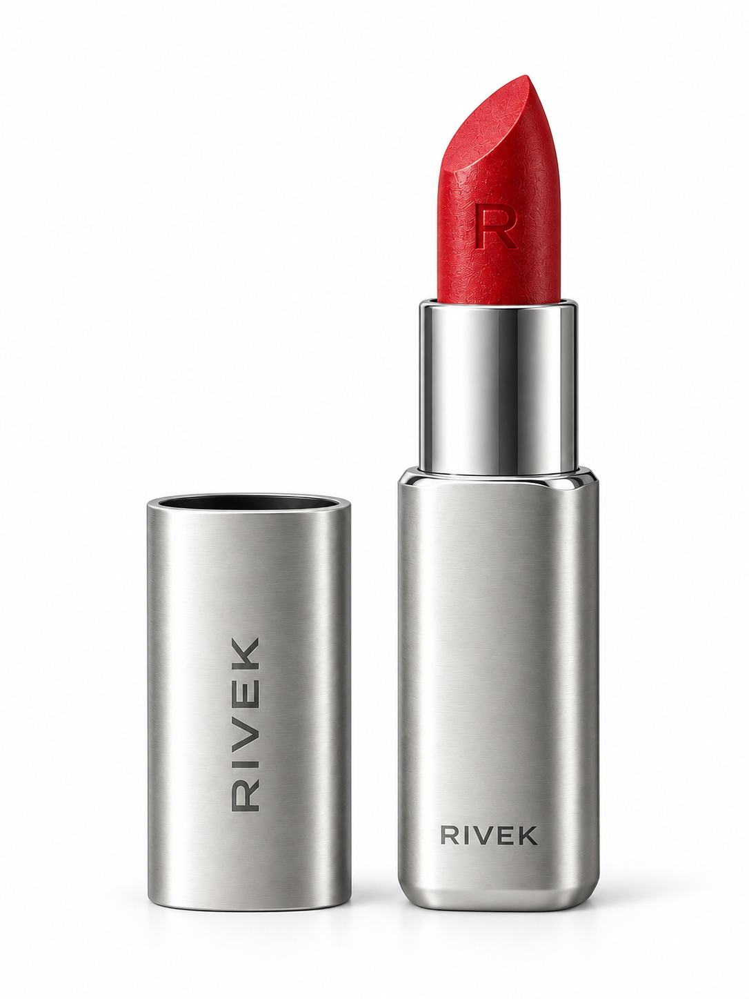 RIVEK lipstick and cap as a reference for shape and size